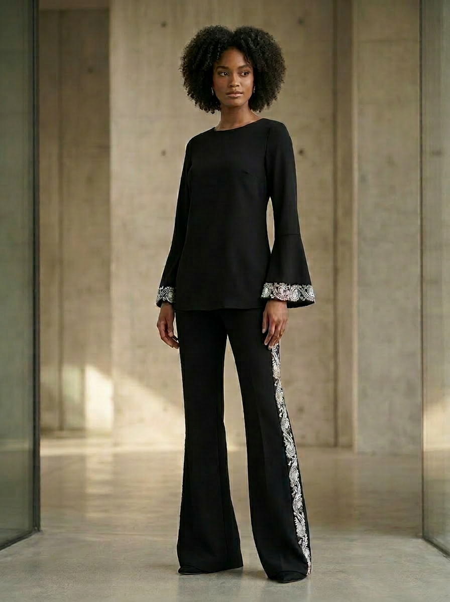 Black and White Paisley 2 piece knit set