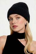 Black Angora Satin Lined Beanie