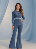 Longline Knit Top and Bootleg Trousers Set
